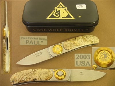 LONE WOLF PAUL POCKET FOLDER KNIFE.    SOLD