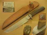 R VILAR HAND FORGED DAMASCUS CAMP KNIFE KNIVES   SOLD