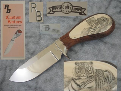 RAY BEERS IVORY SCRIMSHAW HUNTING KNIFE PRICE REDUCED      SOLD