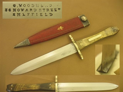 G WOODHEAD 36 HOWARD ST SHEFFIELD DAGGER, STILETTO KNIFE       SOLD