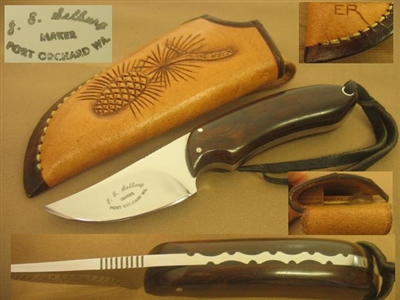 SELBURG HUNTING SKINNING KNIFE WITH FANCY SHEATH      SOLD