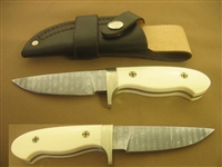 BOCKI IVORY & DAMASCUS SPEAR POINT HUNTING KNIFE   SOLD