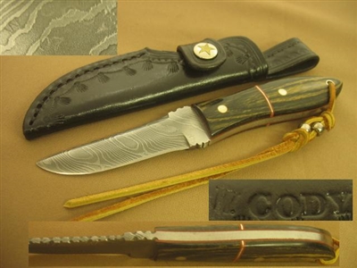 W. CODY DAMASCUS TWIST PATTERN HUNTING KNIFE PRICE REDUCED    SOLD