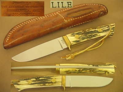 JIMMY LILE NO DOT STAG DROP POINT KNIFE   SOLD