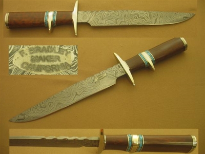 BRADLEY DAMASCUS SUB-HILT FIGHTING KNIFE PRICE REDUCED        SOLD